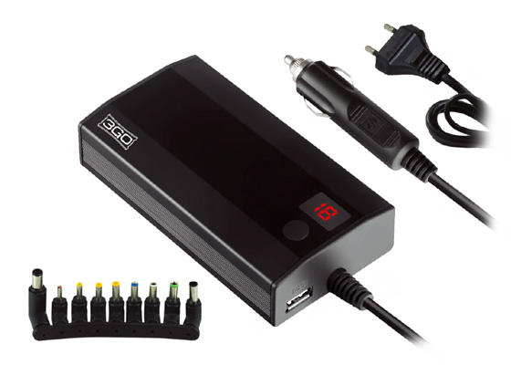 3GO Chargeur universel pour ordinateur portable 90W Slim avec 9 adaptateurs  + voiture – ECI-Solutions