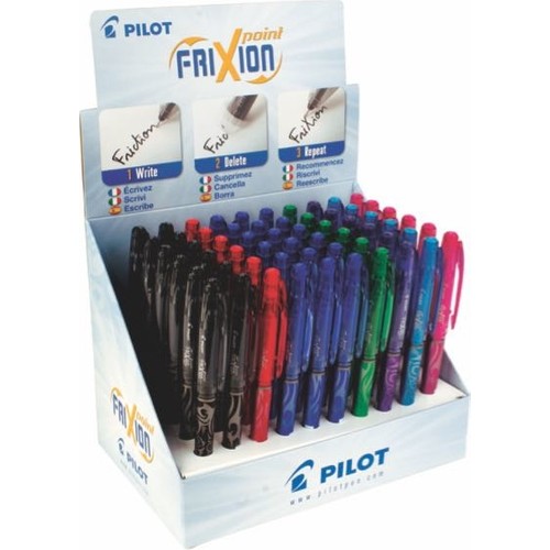 Stylo gel effaçable Pilot Frixion Point – Pointe fine 0,5 mm – Trait 0,25  mm – Grip ergonomique – Présentoir de 60 pièces. – ECI-Solutions