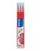 Recharge gel effaçable Pilot pour Frixion Ball / Frixion Clicker - Lot de 3 - Pointe bille ronde 0.7mm - Trait 0.4mm - Couleur Rouge