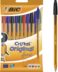 Stylo à bille Bic Cristal Original Fine - Plume ronde 0,8 mm - Trait de plume 0,30 mm - Encre à base d'huile - Translucide - Couleurs assorties