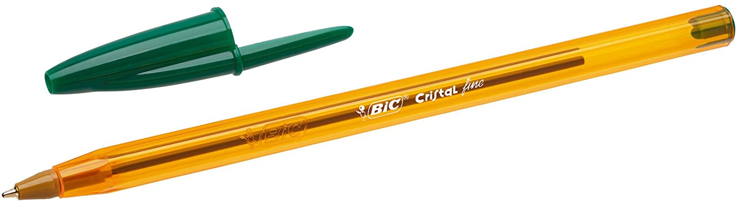 Stylo à bille Bic Cristal Original Fine – 0,8 mm rond – 0,30 mm de trait –  encre à base d'huile – translucide – vert – couleurs assorties –  ECI-Solutions