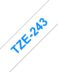 Ruban d'étiquettes laminées génériques Brother TZe243 - Texte bleu sur fond blanc - Largeur 18mm x 8 mètres