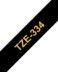 Ruban d'étiquettes plastifiées génériques Brother TZe334 - Texte doré sur fond noir - Largeur 12mm x 8 mètres