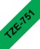 Ruban d'étiquettes laminées génériques Brother TZe751 - Texte noir sur fond vert - Largeur 24mm x 8 mètres