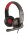 NGS Vox420 Casque d'écoute DJ avec microphone - Microphone pliable - Coussinets d'oreille - Bandeau réglable - Commande par câble - Câble de 1,80 m - Couleur noir/rouge