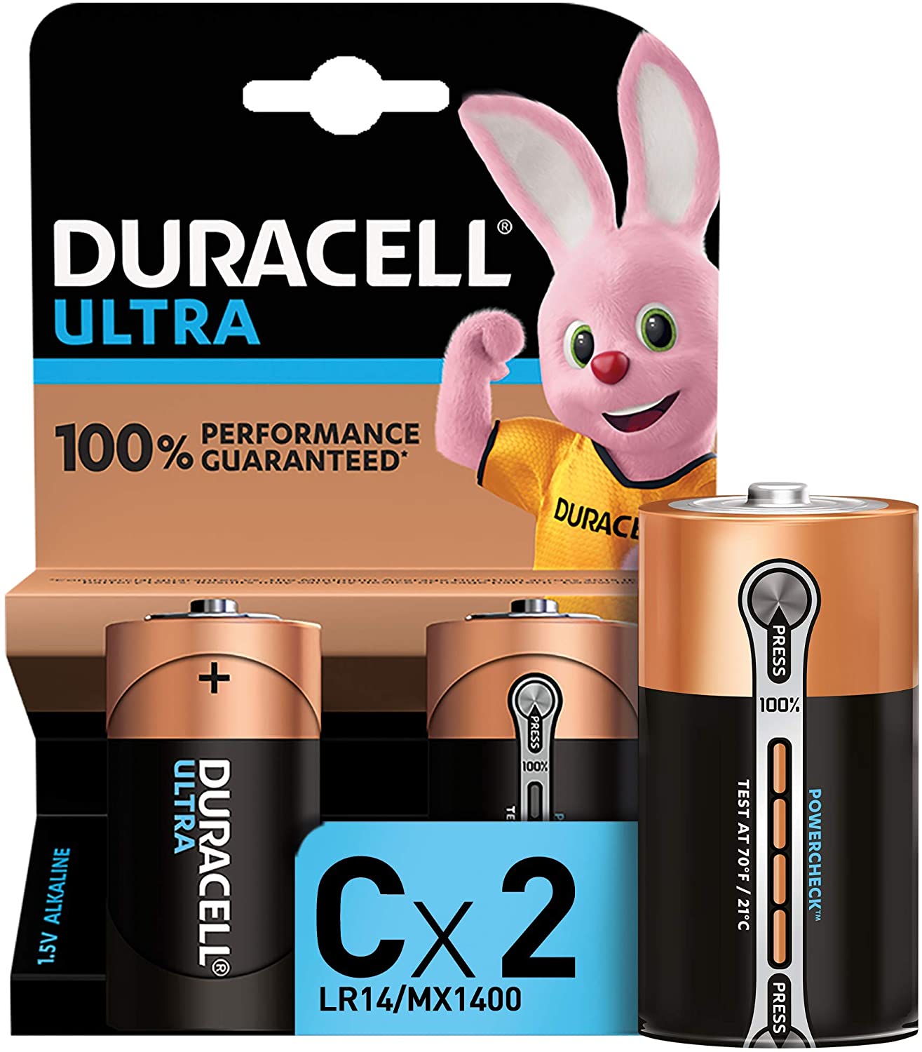 Piles alcalines Duracell C Ultra LR14 1.5V – Vérification de l'alimentation  – 2 Pcs. – ECI-Solutions