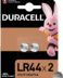 Piles alcalines bouton Duracell LR44 76A/A76/V13GA 1,5V - 2 pièces.