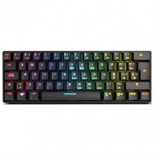 Krom Kluster Mini Mechanical Gaming Keyboard Bluetooth 5.0/USB – 62 touches  – fonction anti-hosting – éclairage RGB – câble tressé de 1,50 m – couleur  noire. – ECI-Solutions