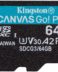 Carte Kingston 64GB UHS-I U3 V30 Class 10 170MB/s Canvas Go Plus Micro SDXC 64GB UHS-I U3 V30 Class 10 170MB/s Canvas Go Plus Micro SDXC avec adaptateur