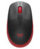 Logitech M190 Full Size Wireless USB 1000dpi Mouse - 3 Buttons - Large Size - Ambidextre Use - Color Black/Red