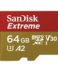 Sandisk Extreme SDXC 64GB UHS-I U3 A2 Class 10 160MB/s Carte Micro SDXC + Adaptateur SD