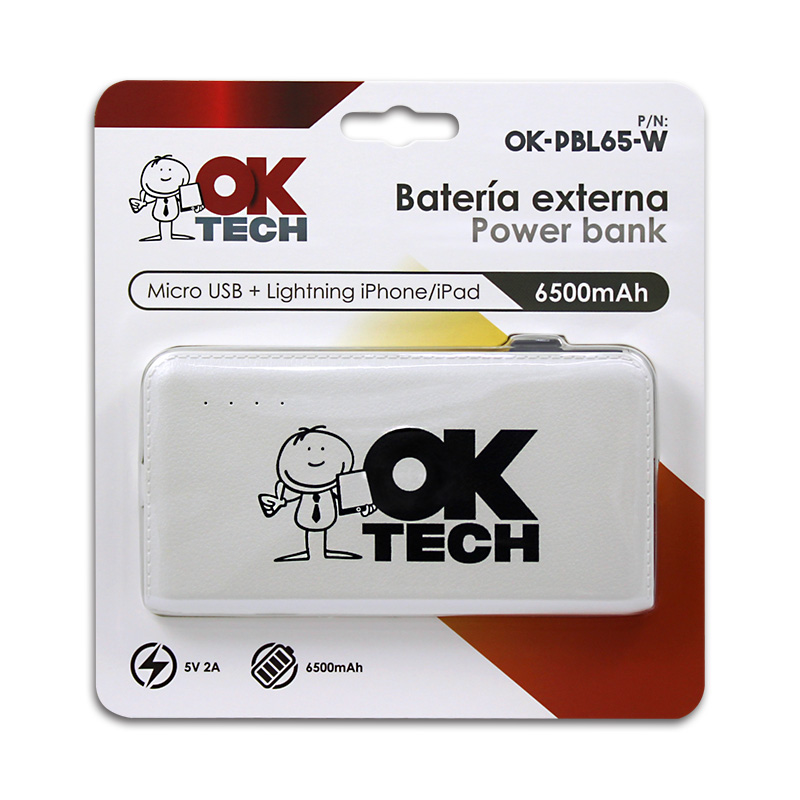 OkTech Batterie externe/Banque de puissance 6500mAh – Connecteurs
