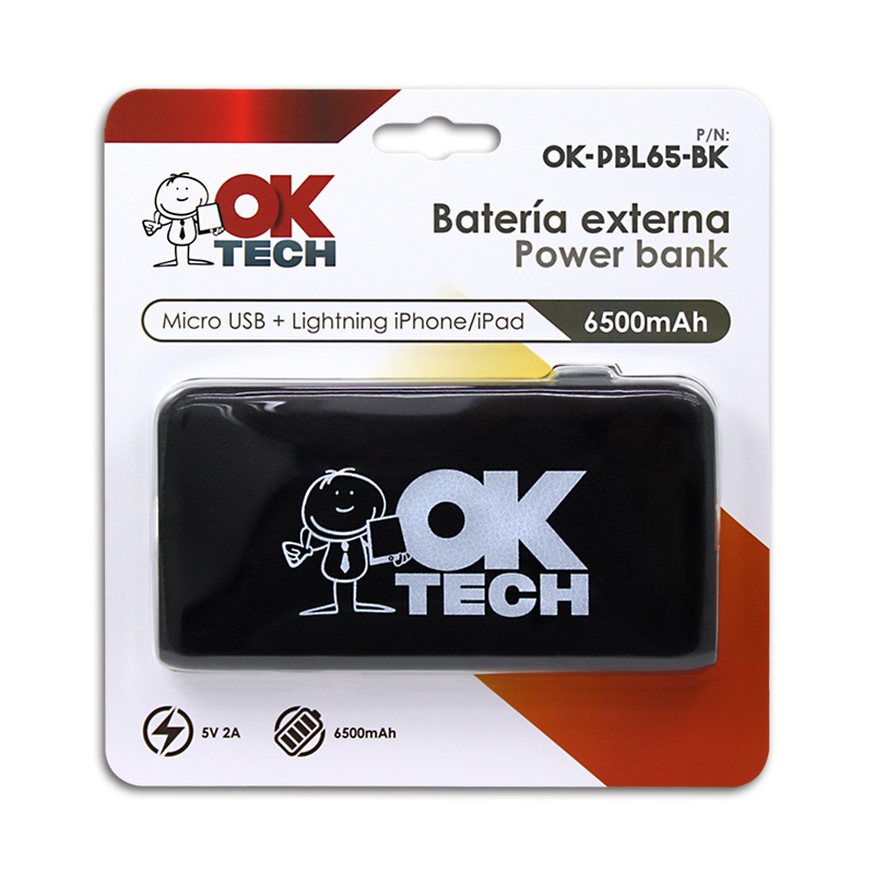 OkTech Batterie externe/Banque de puissance 6500mAh – Connecteurs
