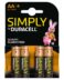 Piles alcalines Duracell MN1500B4S AA LR6 1,5V Simply Power (4 pièces)