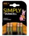 Piles alcalines Duracell MN2400B4S AAA LR03 1,5V Simply Power (4 pièces)